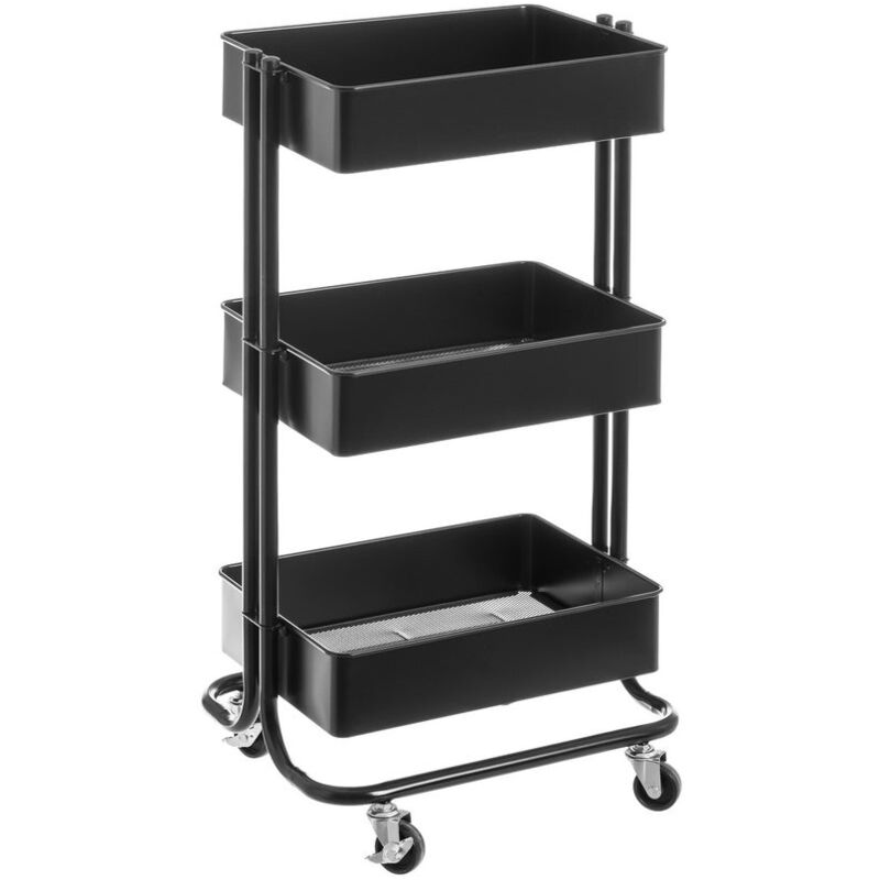 

Carro de cocina con 3 bandejas de acero negro industrial de78x35x43 cm
