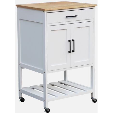 Carro de cocina con encimera de madera de pino