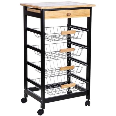Carro de cocina de madera 47x37x82h cm