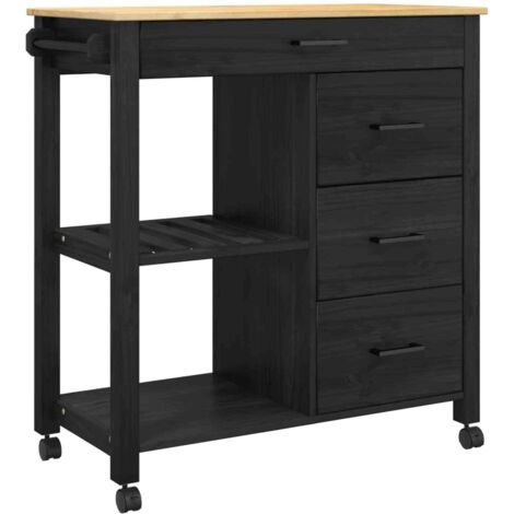 Carro de Cocina Liso Negro vidaXL