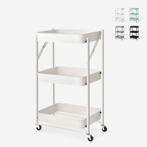 Carro de cocina plegable con 3 baldas y ruedas Pikas