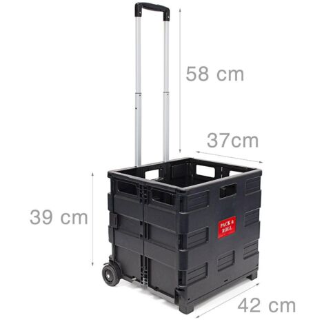 Carro de compras plegable transporte de compras con ruedas negras 130000709