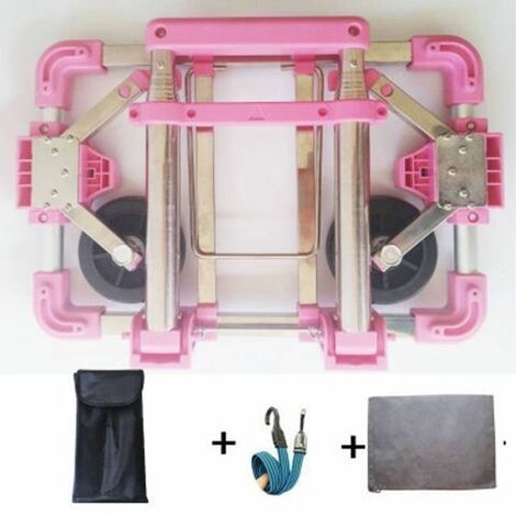 Carro de equipaje de acero inoxidable, capacidad de rodamiento plegable completo, 30Kg, fácil de llevar, Maleta, mochilas escolares, carritos de compras,Pink with bag,CHINA
