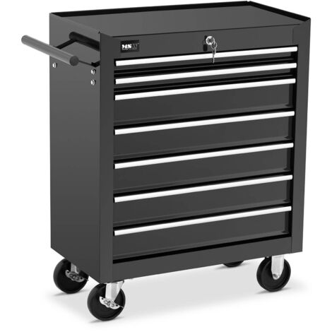 Carro De Herramientas Carrito Para Taller Con 7 Cajones Cerradura Hasta 60 kg - Plateado