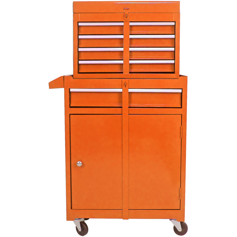 Carro de herramientas con 5 cajones, móvil con ruedas, tapa extraíble y estantes regulables, caja de herramientas metálica para garaje y taller,