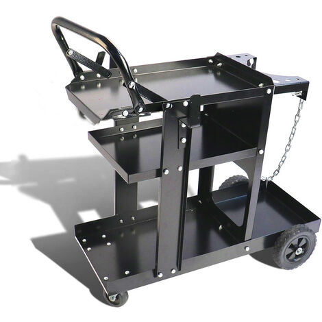 Carro de herramientas de soldadura móvil de tres capas (carga 90 kg) con cadena