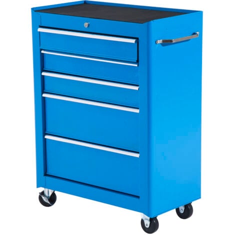 HOMCOM Carro de Herramientas Taller Movil Maletin con 5 Cajones Ruedas 3 Colores