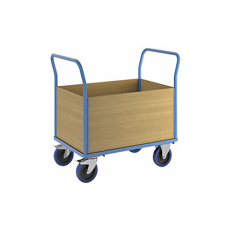 Carro de plataforma con paredes de madera  ruedas totalmente