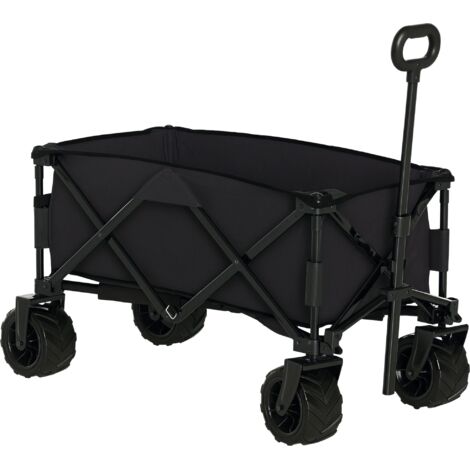 Carro de Playa Plegable Multiusos 360° Asa Telescópica 108x55x89 cm