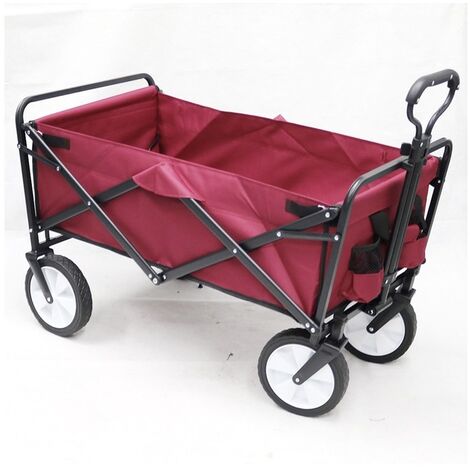 Carro de rueda de goma de 8 pulgadas, carrito plegable portátil para exteriores, de cuatro ruedas, para Picnic, Camping, pesca,deep red,CHINA