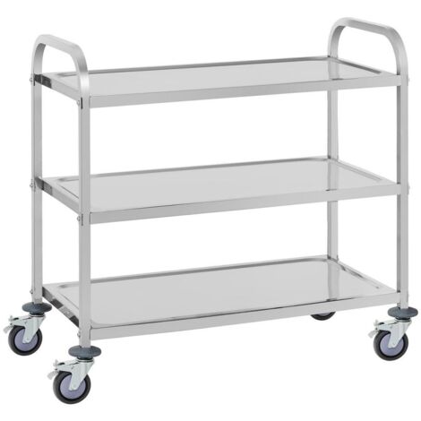Carro de servicio de acero inoxidable - 3 estantes - hasta 150 kg 140000949