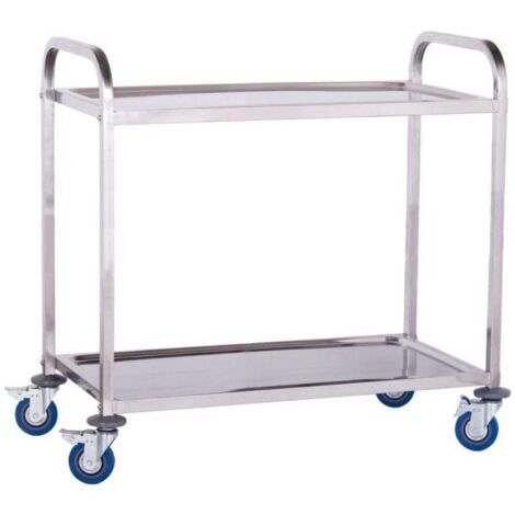 Carro de servicio profesional 101 x 55 cm acero inoxidable endurecido 2 niveles máx 160 kg 3614111