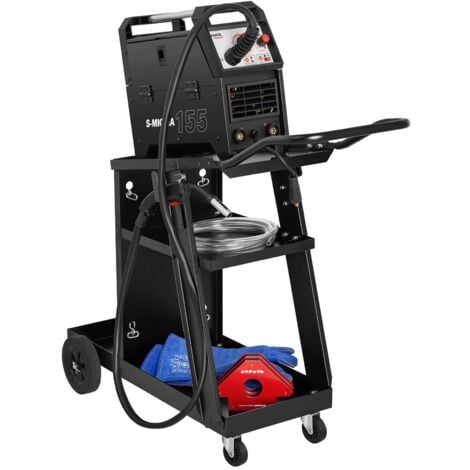 Carro De Soldadura 3 Bandejas Estante Superior Inclinado Acero Capacidad 75 Kg - Negro