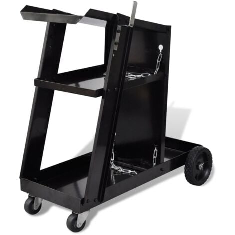 Carro de soldadura negro con 3 estantes organizador de taller  