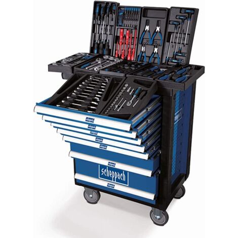 Carro de taller móvil SCHEPPACH 7 cajones carga máxima 450 kg con 263 herramientas - TW1000 - 5909304900