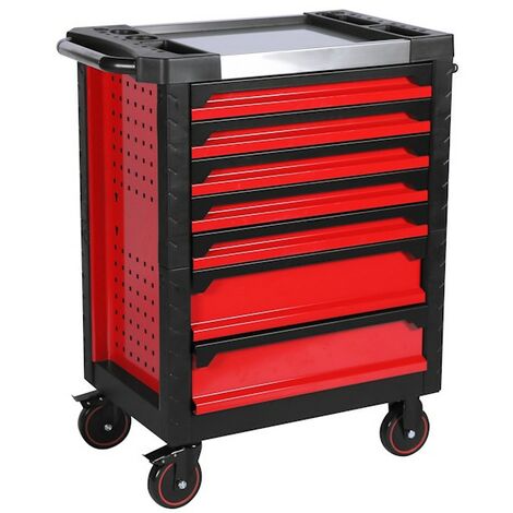CARRO DE TALLER SIN HERRAMIENTAS 7 CAJONES, ROJO