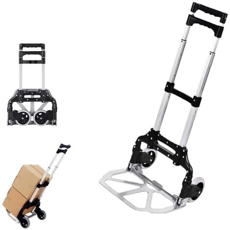 Carro de transporte de metal, carro de mano plegable, carro de mano para mudanzas, carro de mano para subir escaleras de alta resistencia, 60 kg, transporte de mercancías, viajes, compras