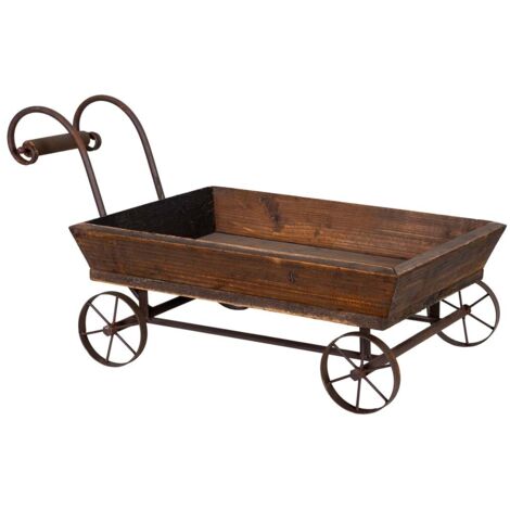 Carro expositor de madera y metal 65x35.5x31.5h cm