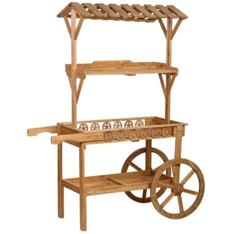 WANDERLUST DECO Carro expositor-estantería de madera 130x53x161h cm