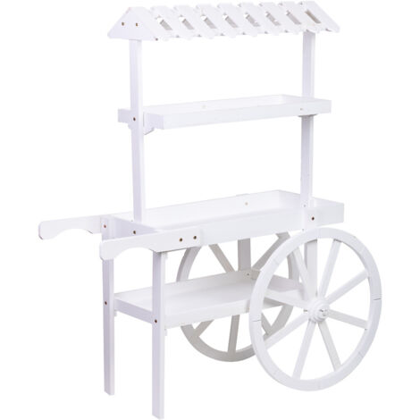 WANDERLUST DECO Carro expositor-estantería de madera con 3 bandejas 107x46x143h cm