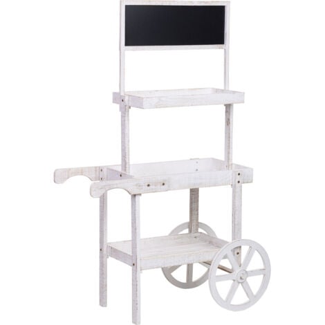 WANDERLUST DECO Carro expositor-estantería de madera con 3 bandejas 85x42x102/145h cm