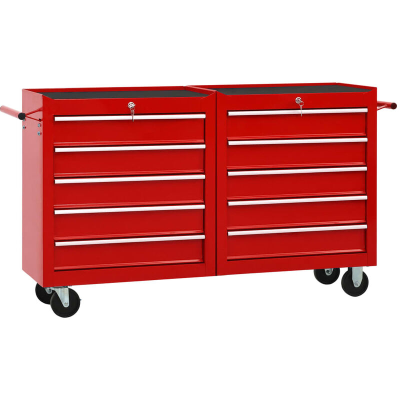 

Bh Design - Carro para herramientas con 10 cajones acero rojo