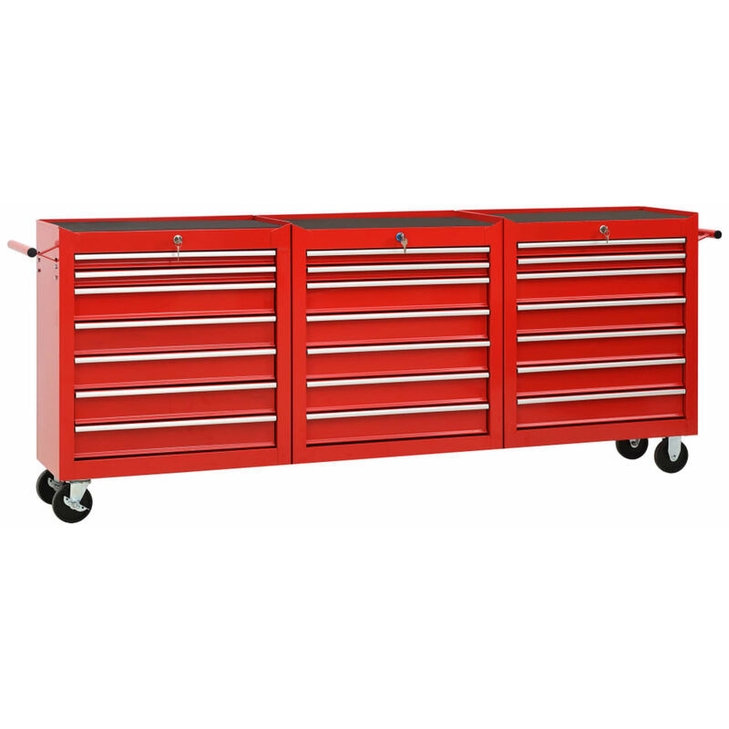 

Carro para herramientas con 21 cajones acero rojo