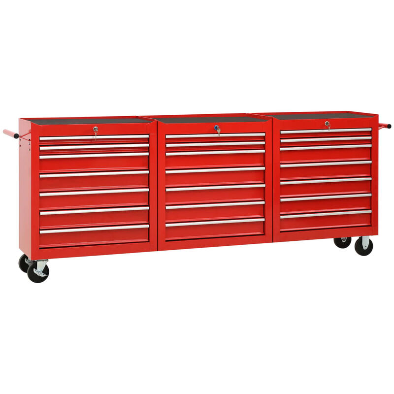 

BHD - Carro para herramientas con 21 cajones acero rojo