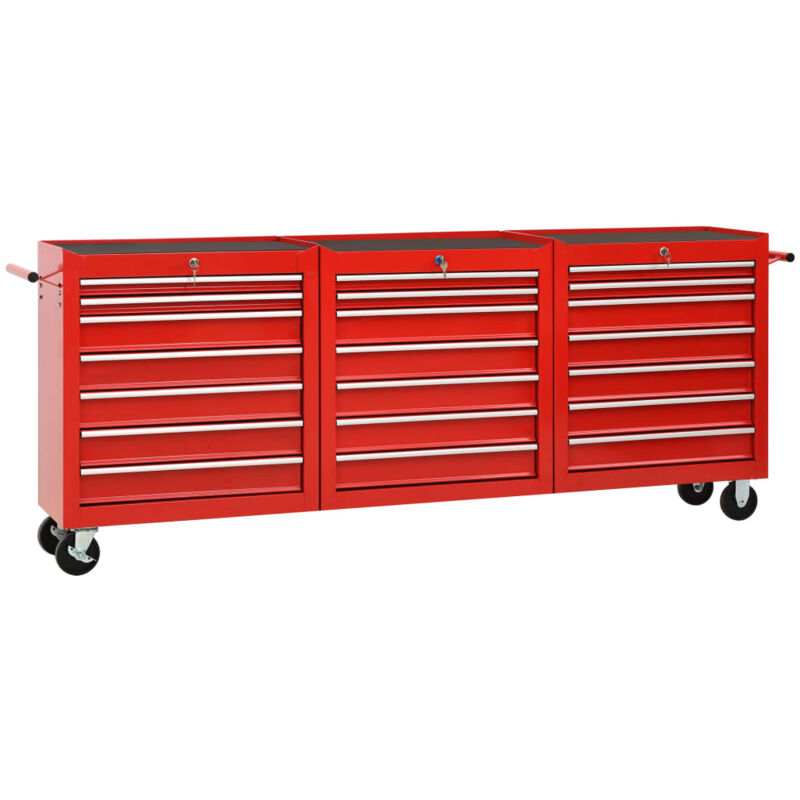 

vidaXL Carro para herramientas con 21 cajones acero rojo - Rojo