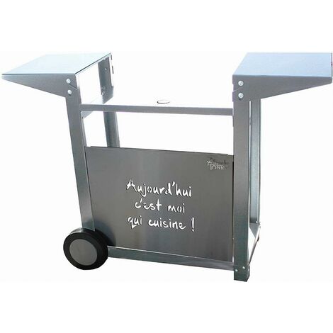 Carro para plancha de asar de 2 fuegos - Todo de acero inoxidable con frontal - CHI008