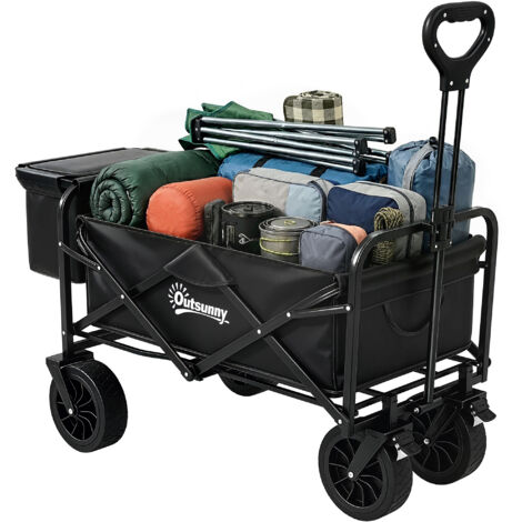 Carro Plegable con Bolsa Térmica Desmontable Longitud y Ángulo del Mango Ajustables y Bolsa de Transporte Negro