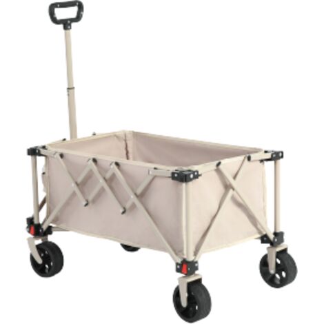 Carro plegable polivalente, ruedas todoterreno, asa ajustable, para camping, compras, deportes, pesca - Beige