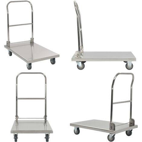 Carro portaequipajes acero inoxidable plateado 82x53x86 cm - Acero inoxidable - Carga máxima 200 kg