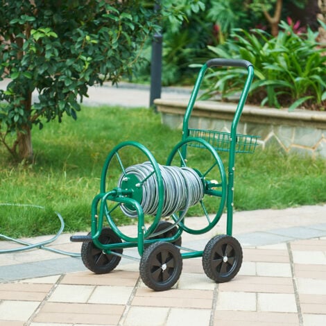 Carro portamangueras metal (XL) 3/4 pulgadas 86 x 44 x 95 cm verde [pro.tec]