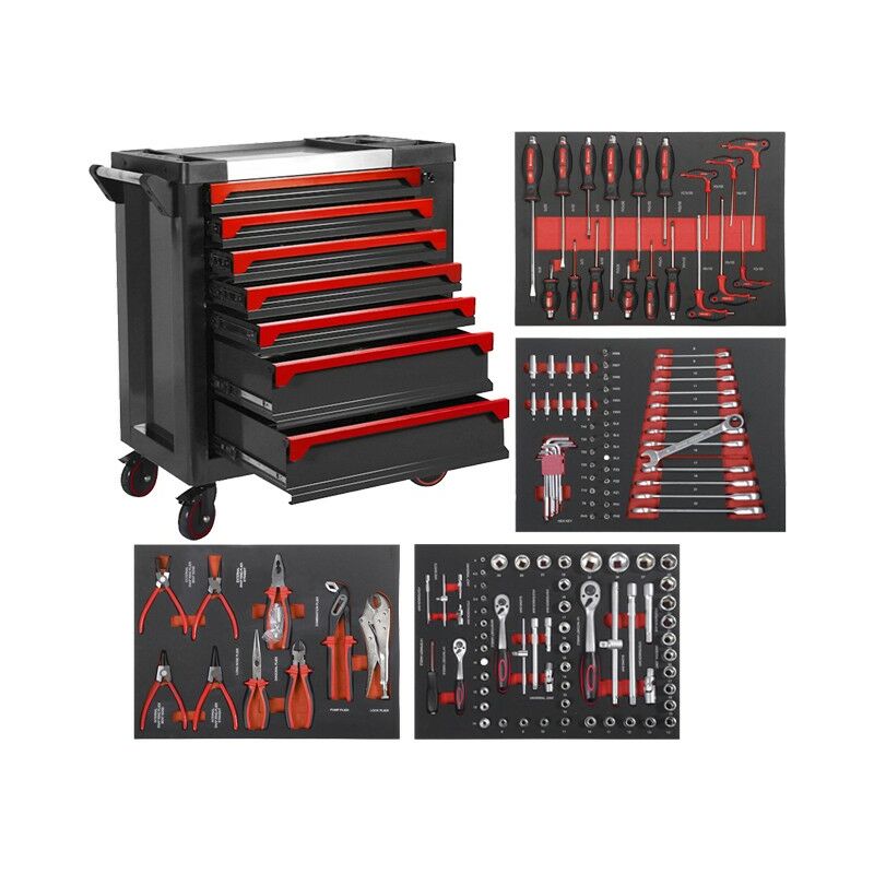 

CARRO TALLER 6 CAJONES CON HERRAMIENTAS EVA, ROJO - 65Kgs