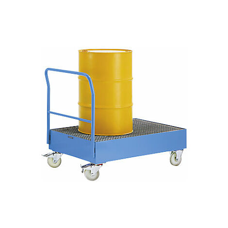 Carro transportador de bidones con cubeta colectora de 220 l 