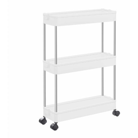 Carro Valora blanco con 3 estantes, almacenamiento práctico para cocina