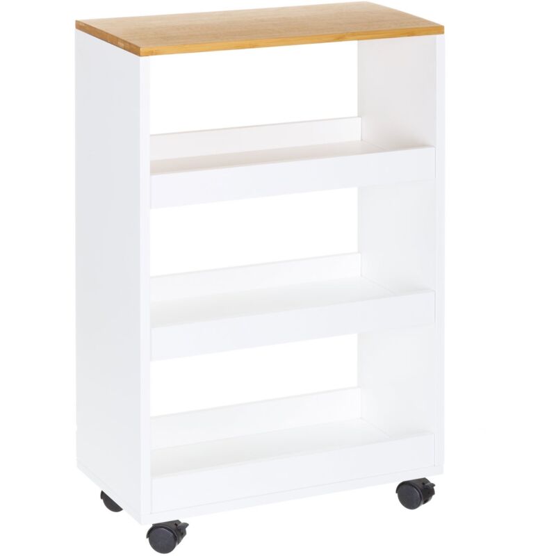 

Carro verdulero de madera blanco de 48x24x77 cm