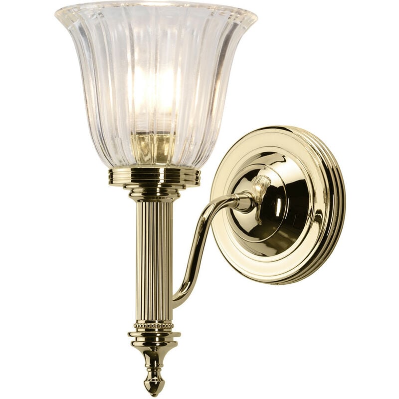 Carroll - 1 Light Bathroom Wall Light Polished Brass IP44, G9 - Elstead