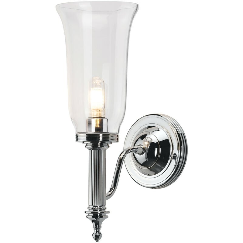 Carroll - 1 Light Bathroom Wall Light Polished Chrome IP44, G9 - Elstead