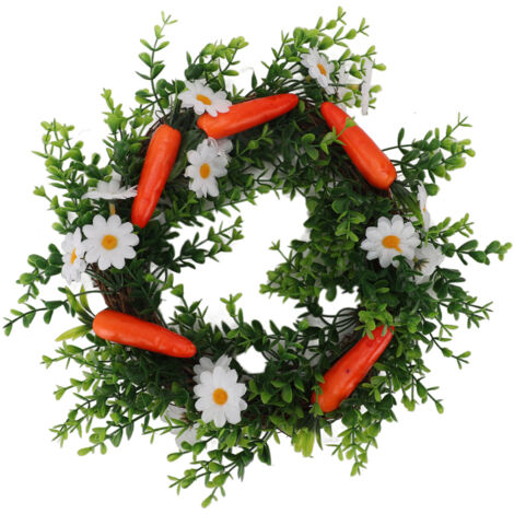 Carrot Plant Wreath Spring Summer Green Leaf Flower Artificial Wreath for Holiday Wall Decoration