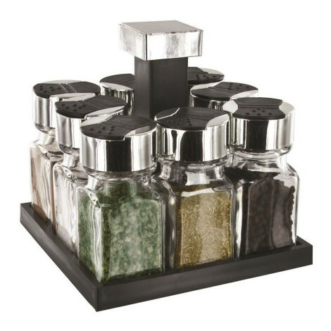 Carrousel à épices carré tournant pots 10 cl 8 pots
