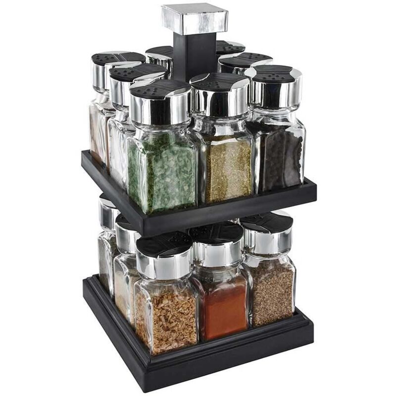 Cook Concept - Carrousel à épices carré tournant pots 10 cl 16 pots