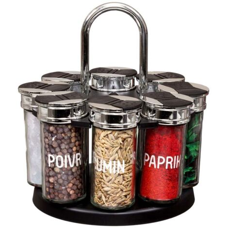 Carrousel Epices 8 Pots Couvercle Plastique