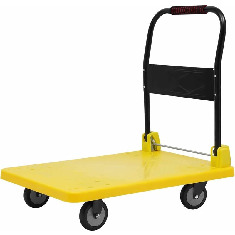 Carry Chariot de transport pliable 400 kg Chariot à plateforme d'aide au transport pliable pour chargement et stockage Jaune