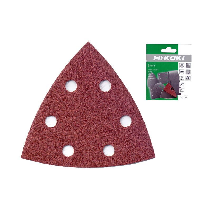 Hikoki 753404 Fogli Abrasivi Levigatrice Sanding Delta 94mm Grana 100 10 Pezzi