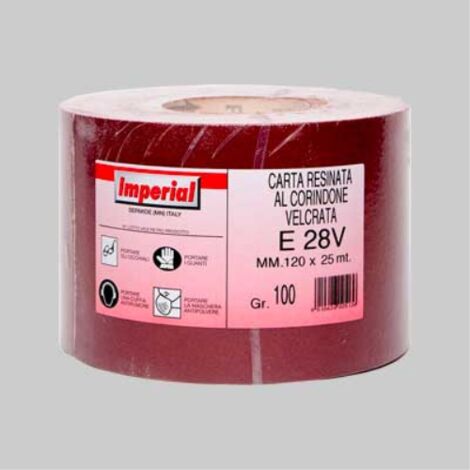 Carta abrasiva velcrata 'e 28v' grana 100 - rotolo mm 120x25 mt (25 metri lineari) IMPERIAL ABRASIVI