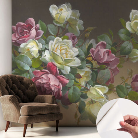 Carta da parati adesiva - fotomurale - facile da applicare - per la soggiorno - camera da letto - Eleganza floreale 250x250 cm