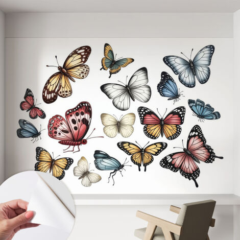 Carta da parati adesiva - fotomurale - facile da applicare - per la soggiorno - camera da letto - Farfalle paradisiache 152x104 cm