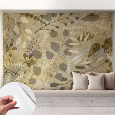 Carta da parati adesiva - fotomurale - facile da applicare - per la soggiorno - camera da letto - Foglie e ramoscelli 208x146 cm
